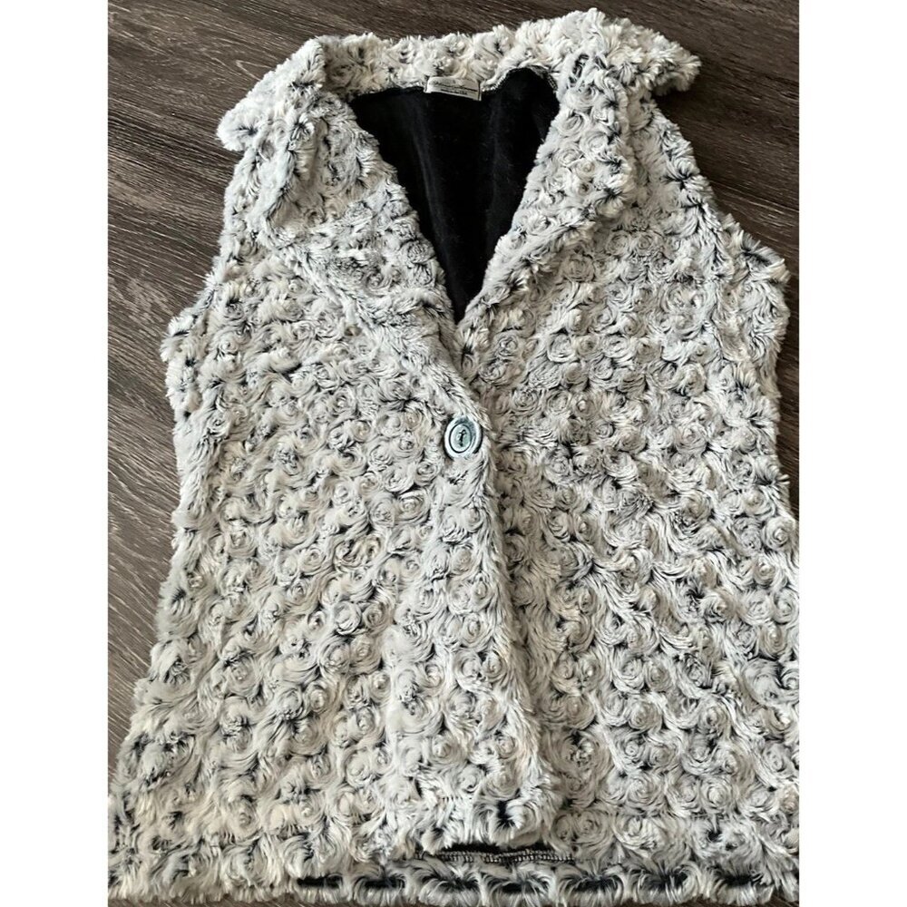 Vine Street Faux Fur Vest Womens Medium Vest Fur White Gray Brown Made in USA